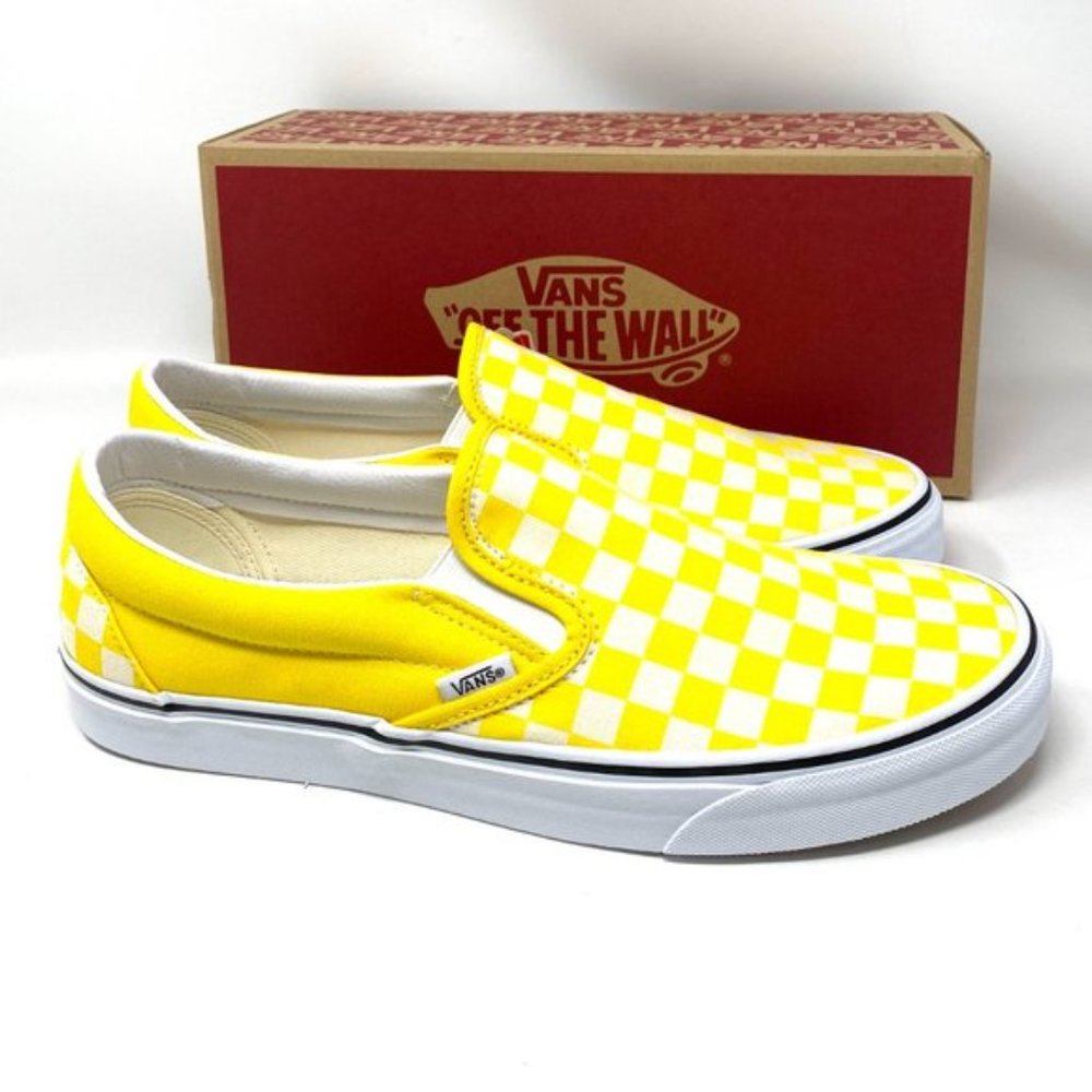 💖MEGA SALE💖VANS Men's CLASSIC Slip On Checkerboard Cyber Yellow VN0A33TB42Z - Picture 8 of 11